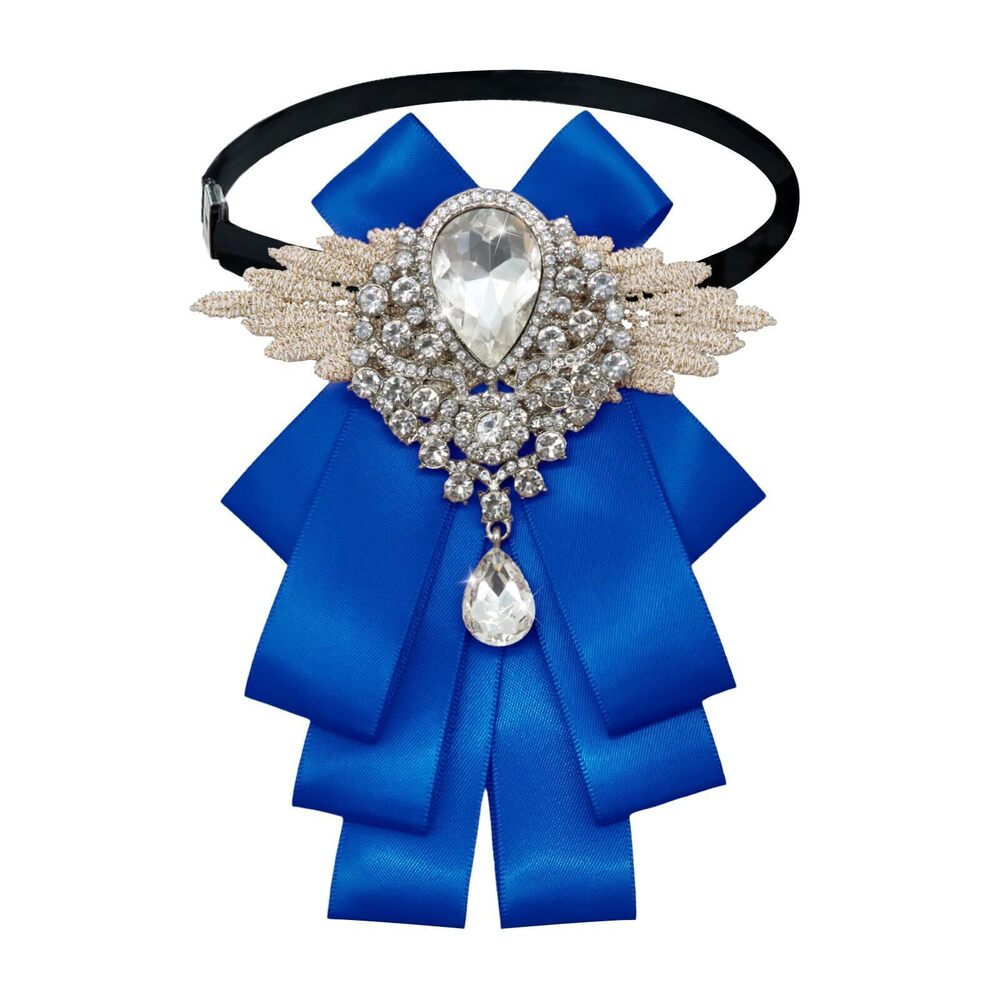 3159 Bow Tie, Ribbon Rhinestone Crystal Bowknot Tie for Wedding Party royal